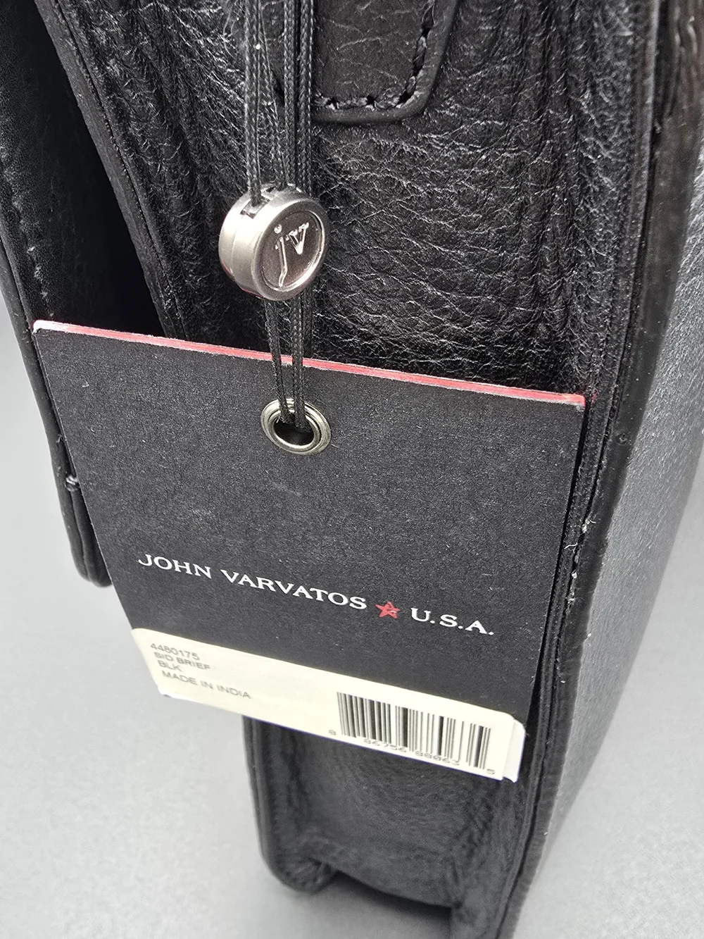 John Varvatos Black Leather Briefcase - Classic Professional Carry (New)